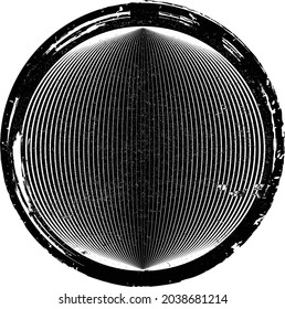 Logo with  lines in grunge textured  .Unusual icon design .Black vector stripes .Geometric shape