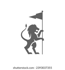 Logo Lion Filled Icon Black and White Vector Graphic