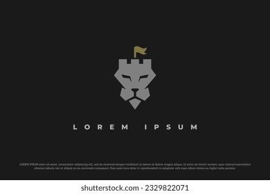 logo lion fort flag head defense stronghold