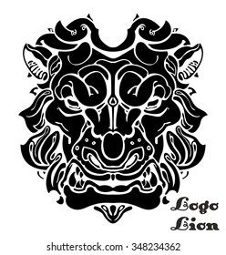 Logo lion. A Lion head logo in black and white. This is vector illustration ideal for a mascot and tattoo or T-shirt graphic.