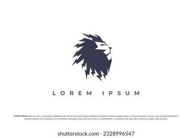logotipo silueta de cabeza de león flash relámpago eléctrico abstracto
