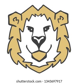 Logo lion head. Stylized mascot.
