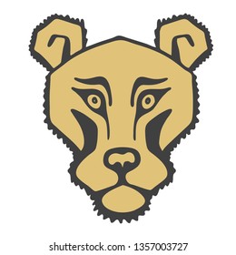 Logo lion head. Stylized mascot.
