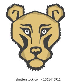 Logo lion head. Stylized mascot.