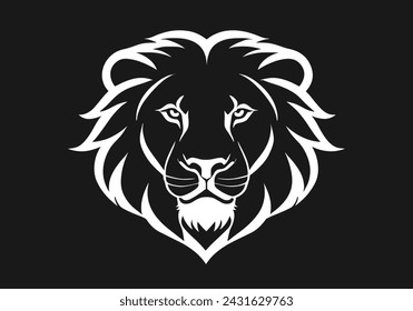 Logo des Löwen-Icon-Vektor-Silhouette isoliertes Design schwarzer Hintergrund