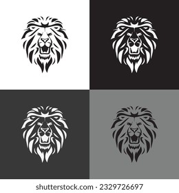 Logo of lion king face, vector icon silhouette design, Black and White