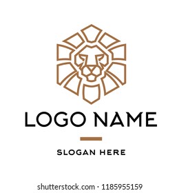 logo lion luxury hexagon
