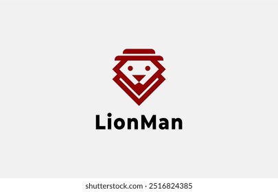 Logo Lion man mascot with tidy cloth and hat. Editable file