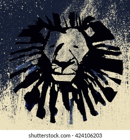 logo of a lion s head from the drops mane is angry face vintage hand