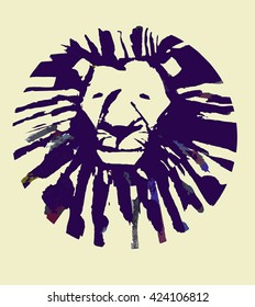 logo of a lion s head from the drops mane is angry face vintage hand