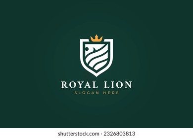 logo lion shield king crown luxury abstract modern animal