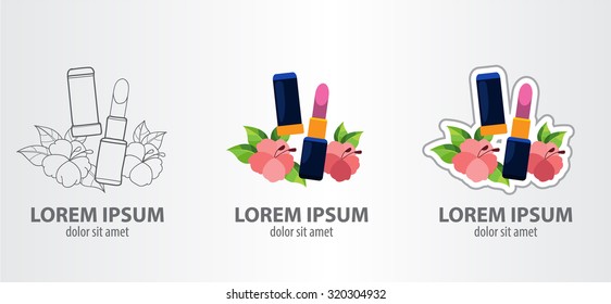 Logo lipstick, contour logo, stroke logo