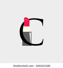 logo lipstick with letter c vector design