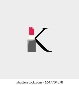 logo lipstick with letter k vector design