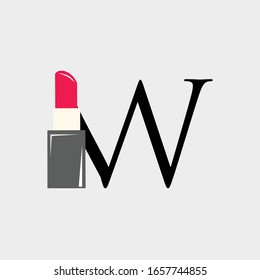 logo lipstick with letter w vector design