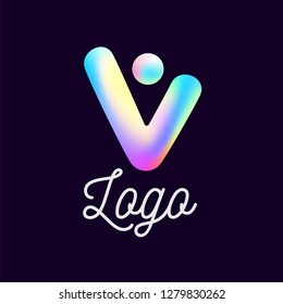 Logo liquid pure shape design neon hologram lava bubble