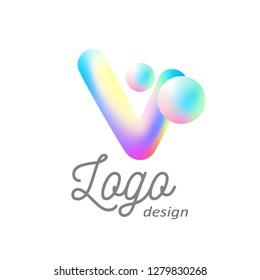 Logo liquid pure shape design neon hologram lava bubble