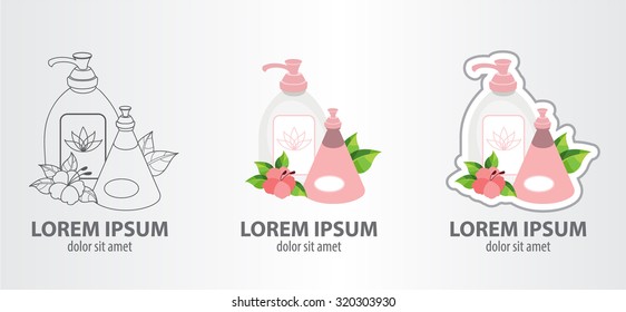 Logo liquid soap and deodorant, contour logo, stroke logo