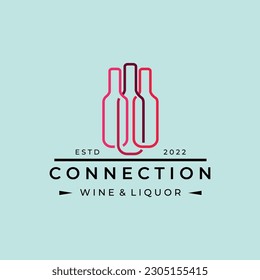 Logo for liquor store line art minimalist design vector image