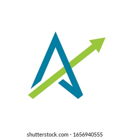 Un logo es una pequeña explicación del concepto del logo: una letra A única con líneas limpias, claras, gruesas y elegantes
