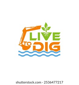 Logo Live To Dig lawn services element design vector