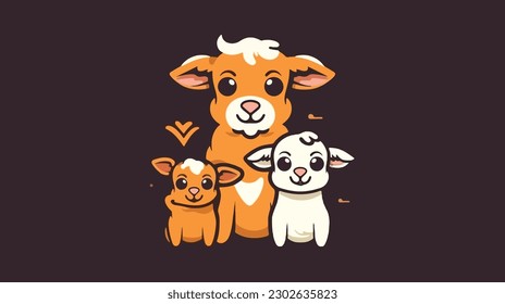 logo for a livestock company with mascots in the form of cute pet animals