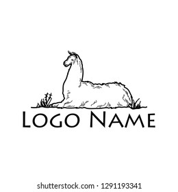logo llama vintage with hand drawing style