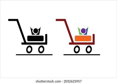 Logo Loaded Supermarket Cart -Black n white -Color