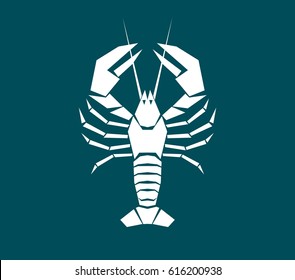 Logo of the lobster. Dark background. Vector.
