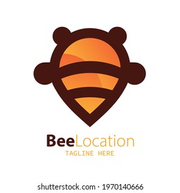 logo location with the concept of a combination of bee and location