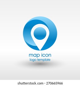 Logo Location Map Symbol Vector Design Template. Geo Point Logotype. Looped Impossible Infinite Shape Geographic Icon.EPS 10