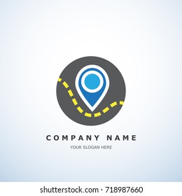 Logo Location map symbol vector design template. Geo point logotype. Looped impossible infinite shape geographic icon
