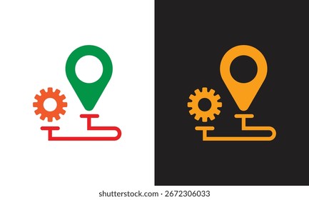 Configurações do caminho do local do logotipo. Configurações com localização elegante ícone de logotipo Vetor.