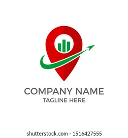 Logo location or pin financial trading up. Logo illustration vector