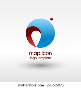 Plantilla de diseño vectorial de símbolo de mapa de ubicación de logotipo. Logotipo de navegación de punto geográfico.  EPS 10