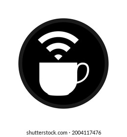 The logo for the location of the wifi zone on the cafe or drinking place. Vector illustration of available wifi. On a blank background. Editable and color changing.