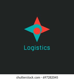 Logo logistics. Modern hand compass. Icon quick delivery. Vector illustration.