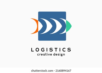 Logo Logistics, logistics and shipping company. arrow icon in box