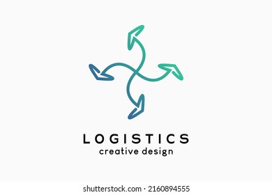 Logo Logistics, logistics and shipping company. arrow icon with twisting concept in creative line art
