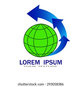 Logo logistics - transportation concept around the world.