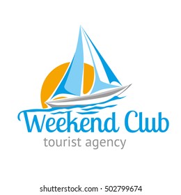 logo logotype travel tourist agency weekend club sail yacht sea sun label vector