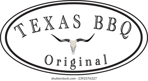 Logo with a longhorn cow for Texas original bbq