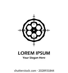 Logo Lorem Ipsum Revolver Bullet Slot With Gear And Target