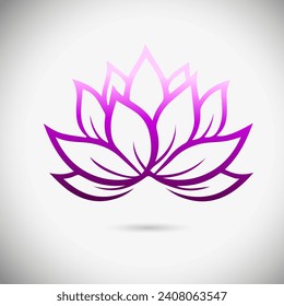 Logo lotus pink flower. Hand drawing. Not AI, Vector illustration