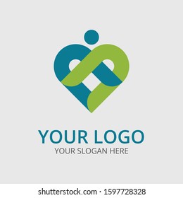 logo love care combined circle at top flat vector design