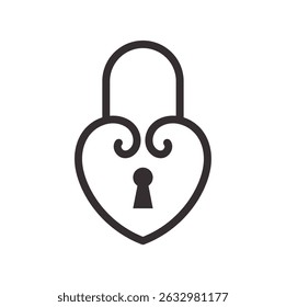 Logo love classic key isolated on white background