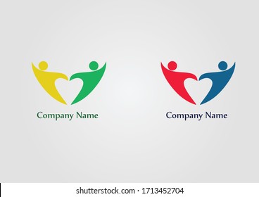 logo love combine two human yellow, green, red, blue colors