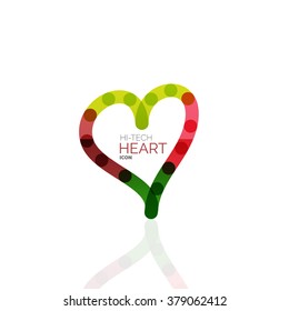 Logo love heart, abstract linear geometric business icon