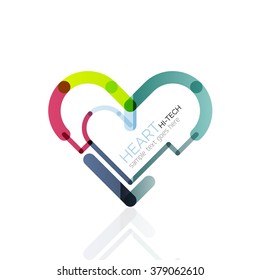 Logotipo corazón de amor, icono abstracto de negocios geométricos lineales