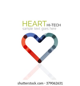 Logotipo corazón de amor, icono abstracto de negocios geométricos lineales